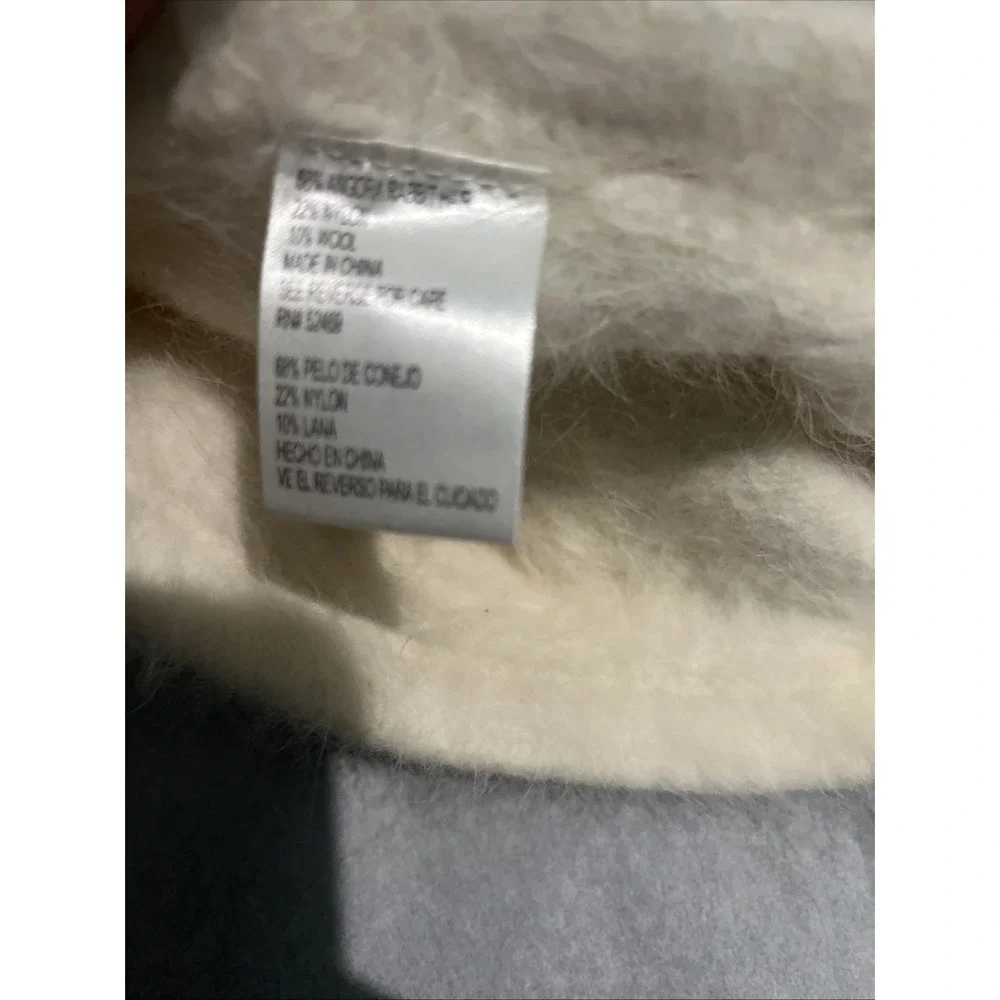 Cream Angora Rabbit Hair Nylon Wool Blend Beanie‎ Hat